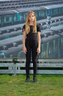 Sisley legginsy dziecięce kolor czarny gładkie