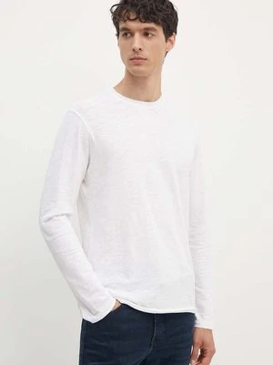 Sisley longsleeve bawełniany kolor biały gładki 3WF0S1013