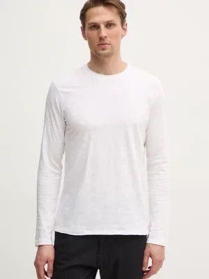 Sisley longsleeve bawełniany kolor biały gładki 3WF0S1013