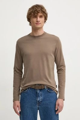 Sisley longsleeve bawełniany kolor brązowy gładki 3B7SS1045