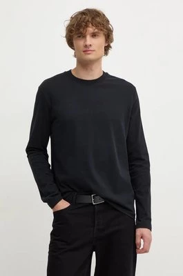 Sisley longsleeve bawełniany kolor czarny gładki 3B7SS1045