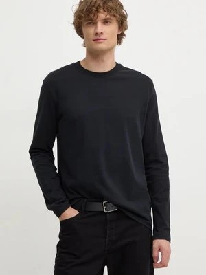 Sisley longsleeve bawełniany kolor czarny gładki 3B7SS1045