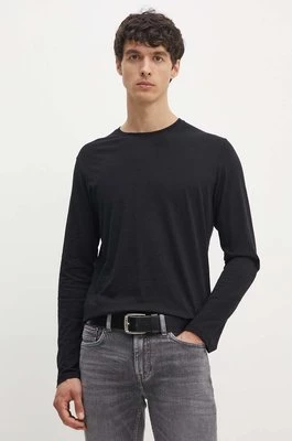 Sisley longsleeve bawełniany kolor czarny gładki 3WF0S1013