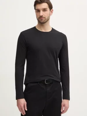 Sisley longsleeve bawełniany kolor czarny gładki 3WF0S1013