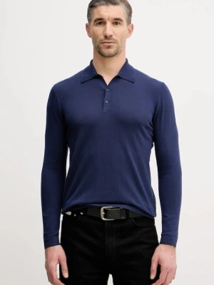 Sisley longsleeve bawełniany kolor granatowy gładki 1028S300P