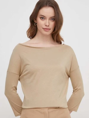 Sisley longsleeve damski kolor beżowy