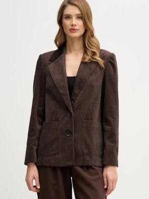 Sisley marynarka sztruksowa kolor brązowy jednorzędowa gładka 29L0LW03J