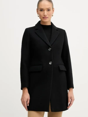 Sisley płaszcz wełniany kolor czarny przejściowy 2JJYLN04N