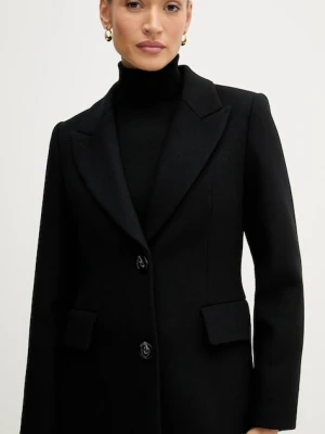 Sisley płaszcz wełniany kolor czarny przejściowy 2JJYLN04Z