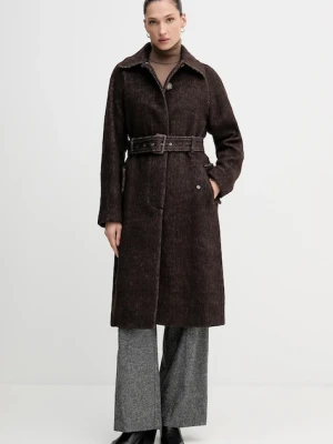 Sisley płaszcz z dodatkiem wełny kolor brązowy 21FKLN06C