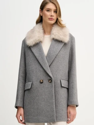 Sisley płaszcz z dodatkiem wełny kolor szary 2LAJLN06J
