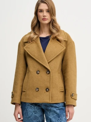 Sisley płaszcz z dodatkiem wełny kolor zielony 2LAJLN06E