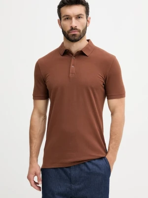 Sisley polo bawełniane męski kolor brązowy gładki 3089S300T
