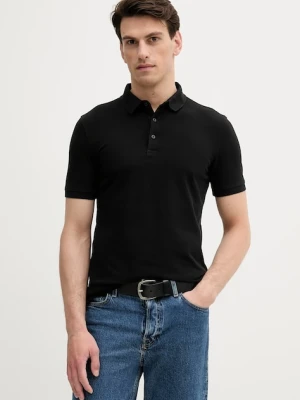 Sisley polo bawełniane męski kolor czarny gładki 3089S300T