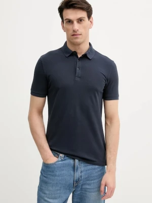 Sisley polo bawełniane męski kolor granatowy gładki 3089S300T