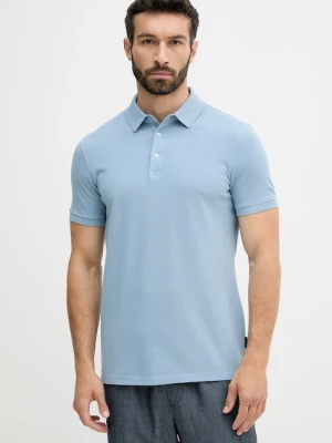 Sisley polo bawełniane męski kolor niebieski gładki 3089S300T