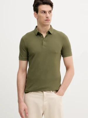 Sisley polo bawełniane męski kolor zielony gładki 3089S300T