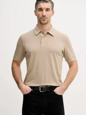 Sisley polo męski kolor beżowy gładki 3ZDES300X