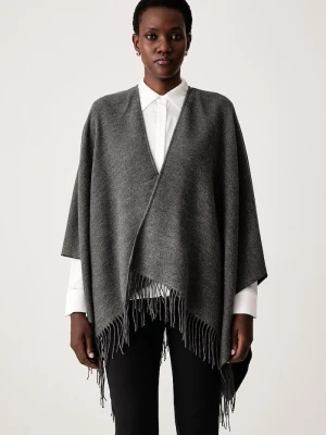 Sisley poncho damskie z dodatkiem wełny szary