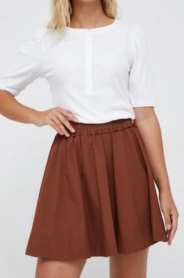 Sisley spódnica bawełniana kolor brązowy mini rozkloszowana