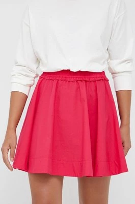 Sisley spódnica bawełniana kolor różowy mini rozkloszowana
