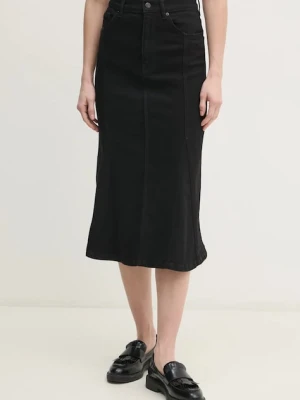 Sisley spódnica jeansowa kolor czarny midi rozkloszowana 41GTL002N