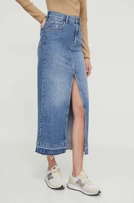Sisley spódnica jeansowa kolor niebieski midi prosta