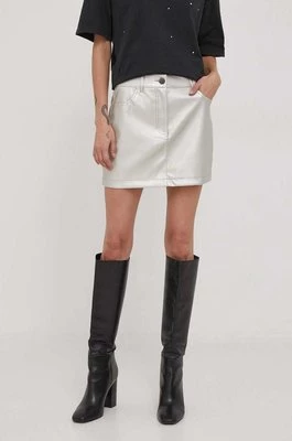 Sisley spódnica kolor srebrny mini prosta