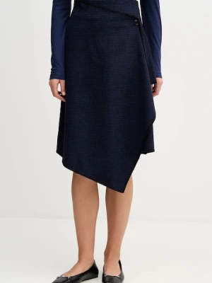 Sisley spódnica z domieszką wełny kolor granatowy midi rozkloszowana 41JML0036