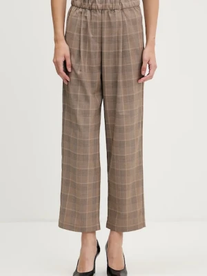 Sisley spodnie damskie kolor beżowy fason cygaretki high waist 4L0SLF07I