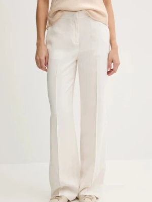 Sisley spodnie damskie kolor beżowy proste high waist 470YLF02I