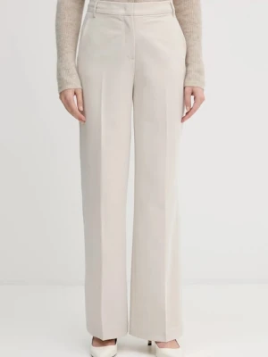 Sisley spodnie damskie kolor beżowy proste high waist 4KVXLF02I