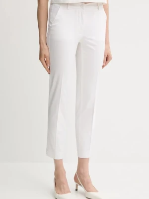 Sisley spodnie damskie kolor biały proste high waist 4VPHL5AH6