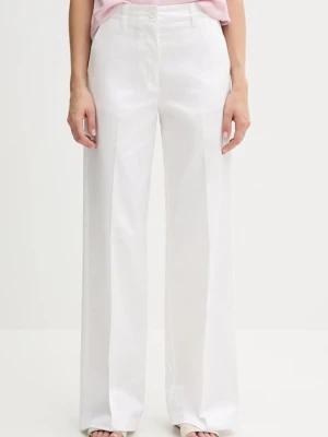 Sisley spodnie damskie kolor biały szerokie high waist 4ED4LE03G