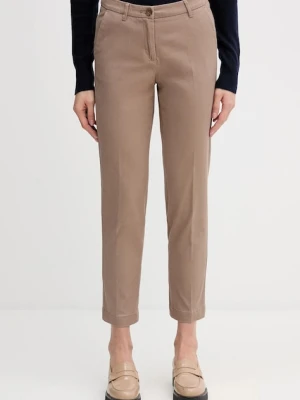 Sisley spodnie damskie kolor brązowy fason cygaretki medium waist 48M855BK7