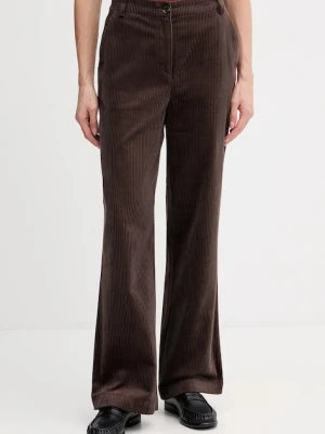 Sisley spodnie damskie kolor brązowy proste high waist 49L0LF07U