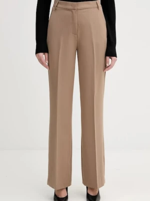 Sisley spodnie damskie kolor brązowy proste high waist 4KVXLF02I