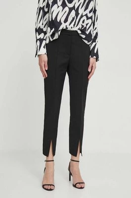Sisley spodnie damskie kolor czarny dopasowane high waist