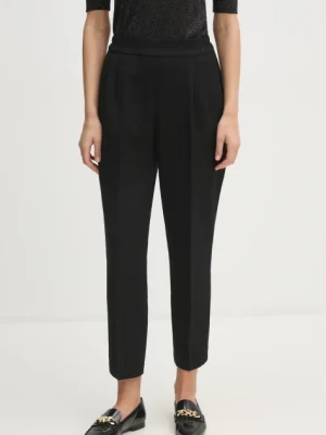 Sisley spodnie damskie kolor czarny fason cygaretki high waist 4ZCWLF043