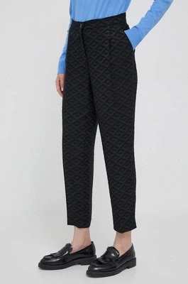 Sisley spodnie damskie kolor czarny fason cygaretki high waist