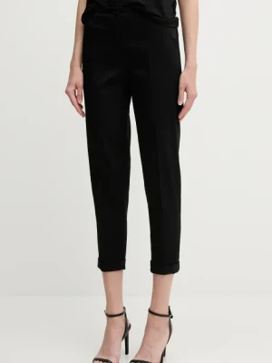 Sisley spodnie damskie kolor czarny fason cygaretki high waist