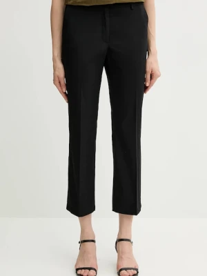 Sisley spodnie damskie kolor czarny fason cygaretki medium waist 4ENMLE02X