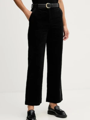 Sisley spodnie damskie kolor czarny proste high waist 49L0LF07U