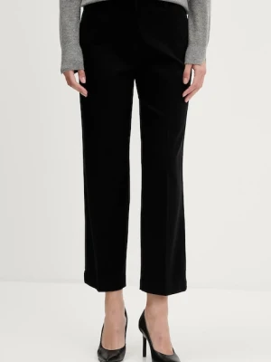 Sisley spodnie damskie kolor czarny proste high waist 4K2ZLF03V