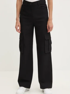 Sisley spodnie damskie kolor czarny proste high waist 4KVXLF05Y