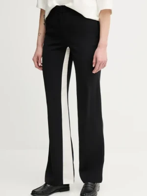Sisley spodnie damskie kolor czarny proste high waist 4QJDLF06P