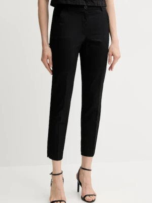 Sisley spodnie damskie kolor czarny proste high waist 4VPHL5AH6
