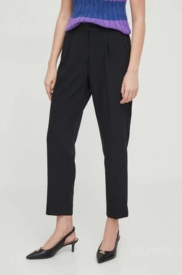 Sisley spodnie damskie kolor czarny proste high waist