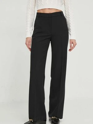 Sisley spodnie damskie kolor czarny proste high waist