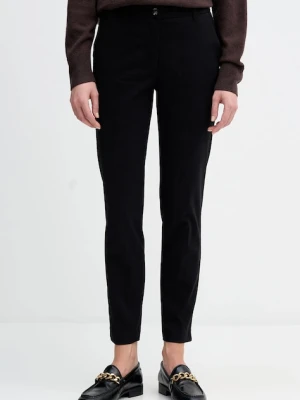 Sisley spodnie damskie kolor czarny proste medium waist 4AI655AH6